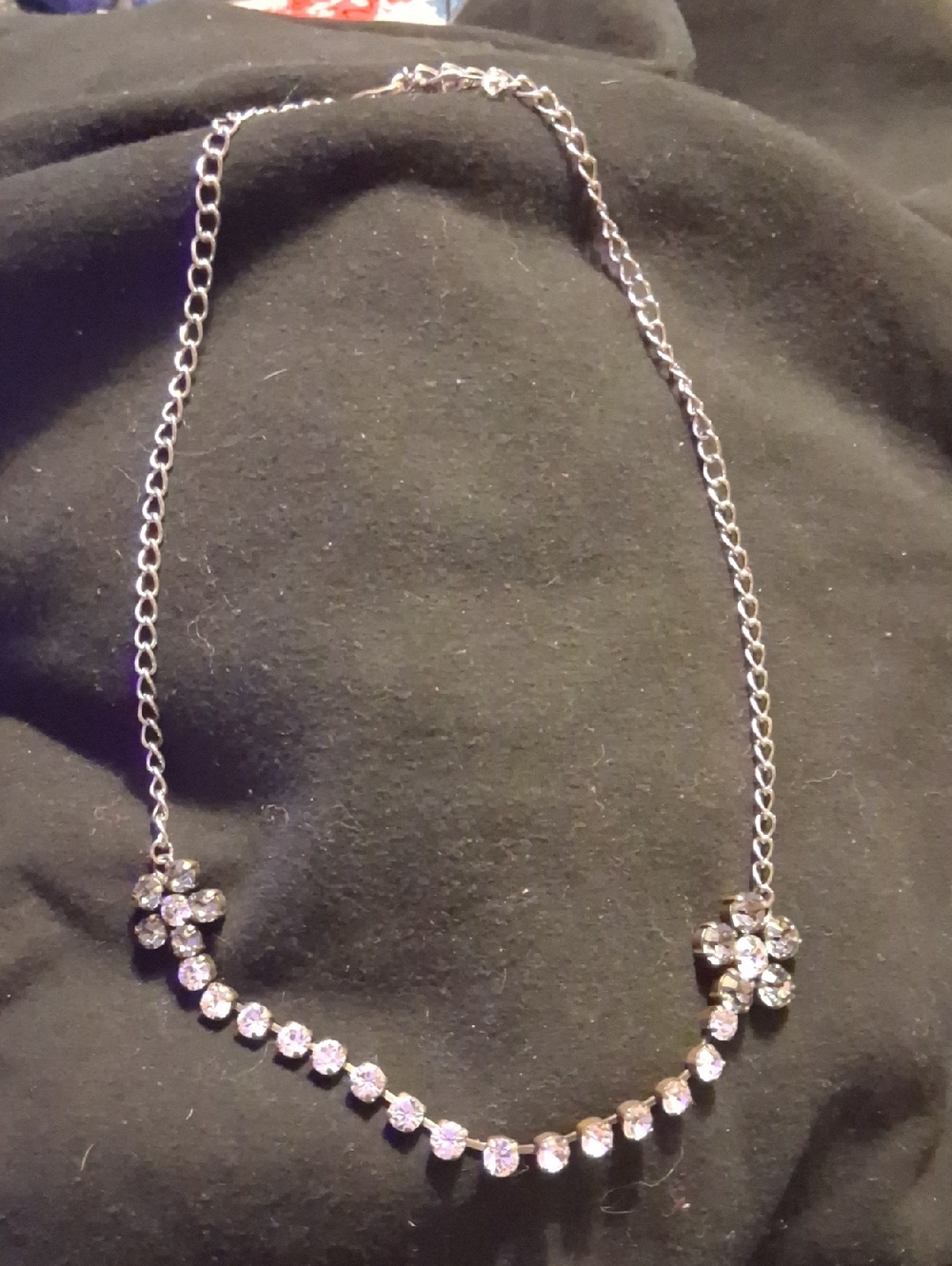 Silver Crystal Floral Necklace - Women Jewelry